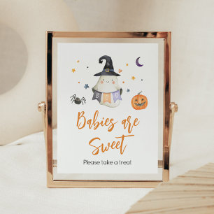 Póster Naranja Halloween Fantasma Pequeños bebés son dulc