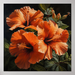 Póster Naranja Hibiscus Flower Art Print Poster