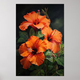 Póster Naranja Hibiscus Flower Art Print Poster