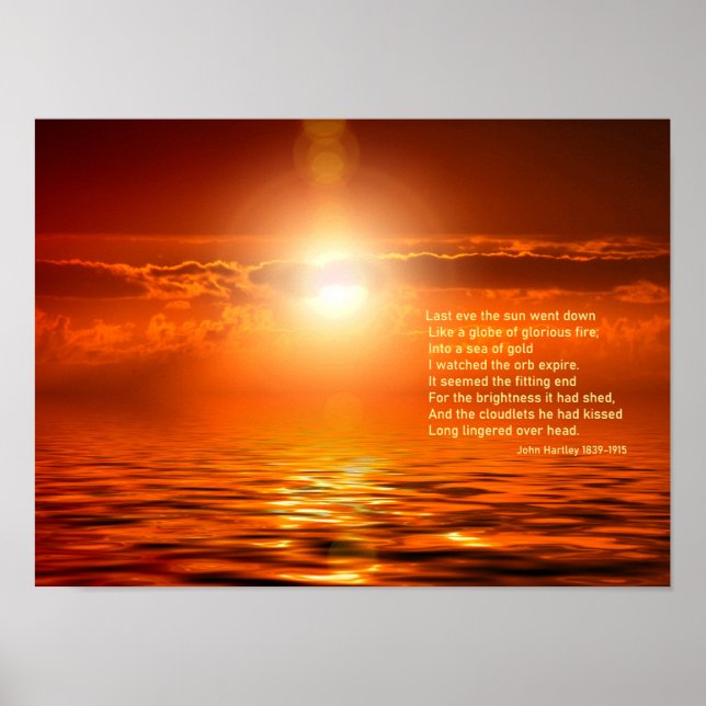 Póster Naranja inspirador del atardecer Golden Sky Sea Go (Frente)