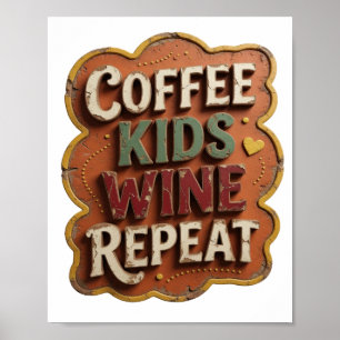 Póster Naranja Intenso CAFE NIÑOS VINO REPETICIÓN