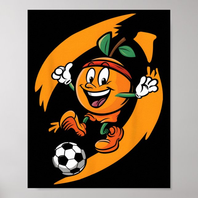 Póster Naranja Jugando Fútbol  (Frente)