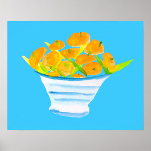 Póster Naranja kumquats acuarela