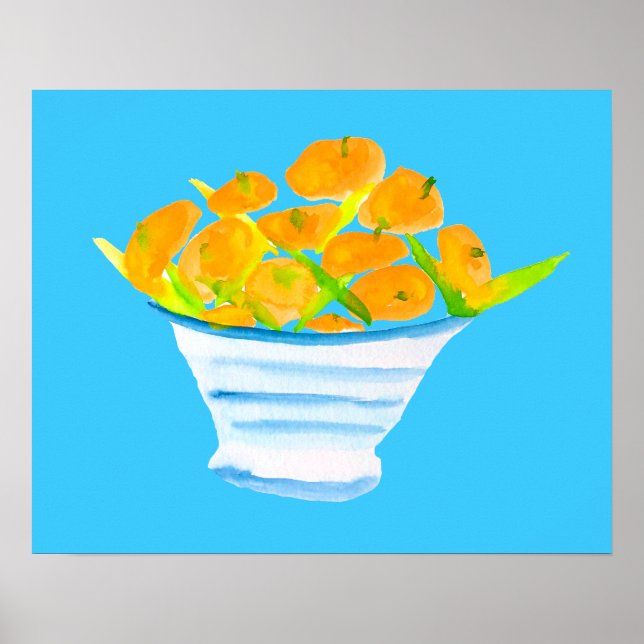 Póster Naranja kumquats acuarela (Frente)