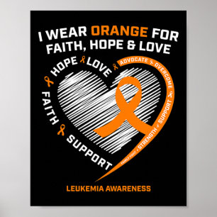 Póster Naranja Leucemia Conciencia Fe Esperanza Amor Cris