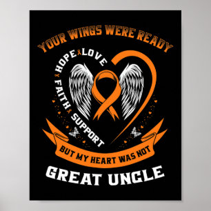 Póster Naranja Leukemia Conciencia Gran Tío Tus Alas W