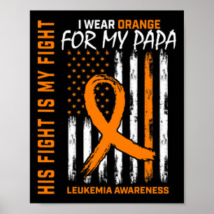 Póster Naranja Leukemia Conciencia sobre el cáncer Papa A
