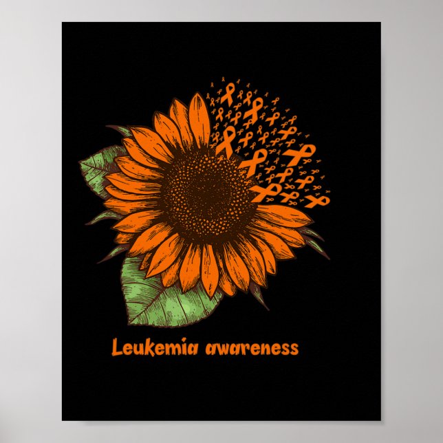 Póster Naranja Leukemia Sensibilización Girasol Regalo Gu (Frente)