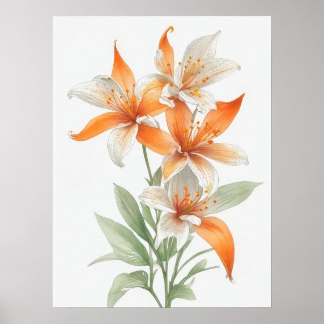 Póster Naranja Lily Flowers (Frente)
