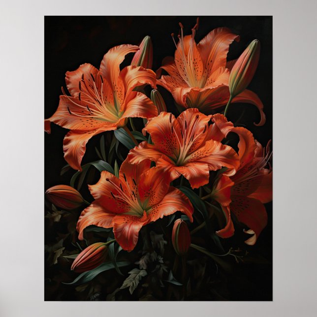 Póster Naranja Lily Flowers Art Print Poster (Frente)