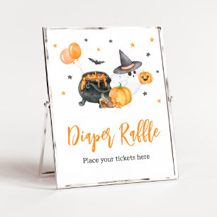 Póster Naranja Little Boo Ghost Baby Shower Diaper Raffle