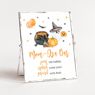 Póster Naranja Little Boo Ghost Baby Shower Mom Osa Bar
