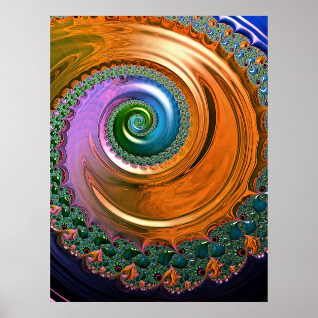 Póster Naranja Mandelbrot Swirl Poster (Frente)