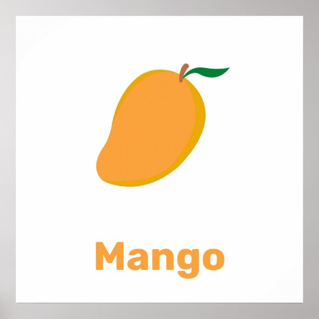 Póster Naranja mango con palabras poster (Frente)