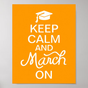 Póster Naranja Mantener la calma y marchar al Poster de g