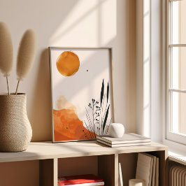 Póster Naranja minimalista Boho Botánico