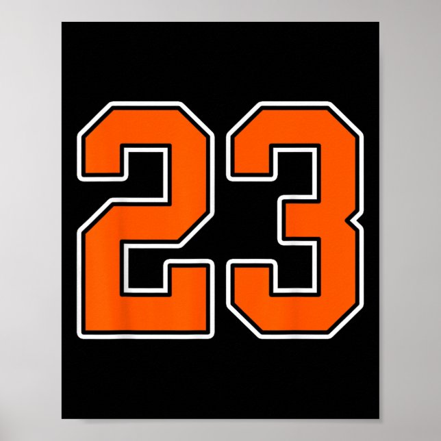 Póster Naranja Número Blanco 23 Jersey Jugador Uniforme # (Frente)