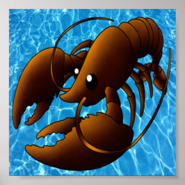 Póster Naranja Personalizado Cute Lobster