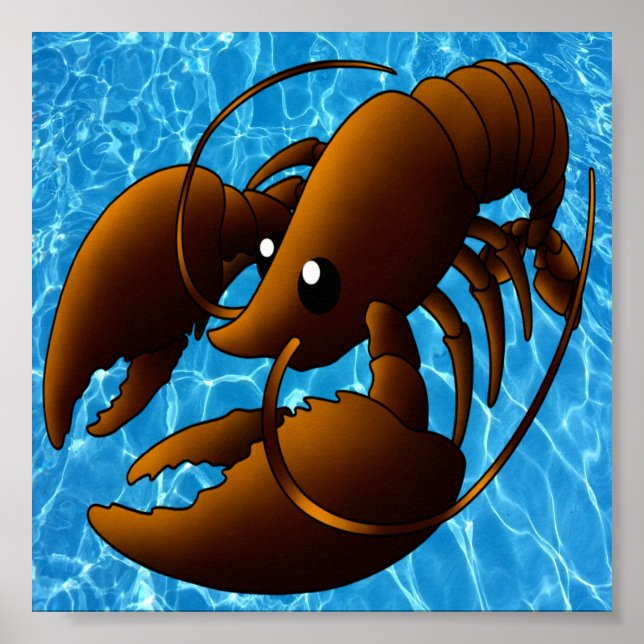 Póster Naranja Personalizado Cute Lobster (Frente)