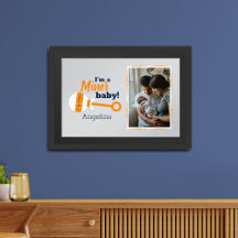 Naranja Plaid Rattle Miner Baby Photo Poster
