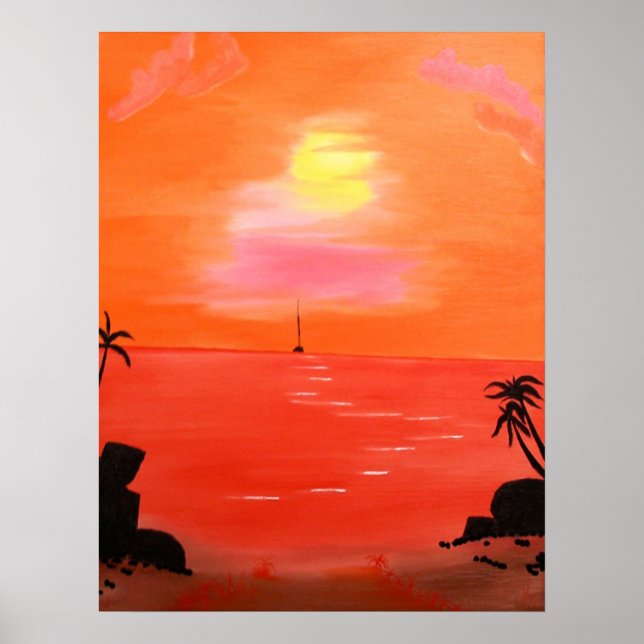 Póster Naranja Poster de pintura de Sky Sunset (Frente)
