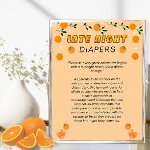 Póster Naranja Preparas Baby Shower Diversión Tarde Noche