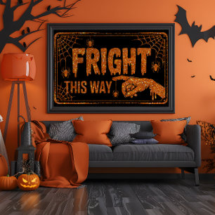 Póster Naranja Purpurina Fright This Way Spider