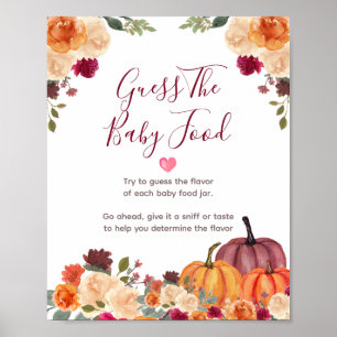 Póster Naranja quemado calabaza Floral adivina la comida
