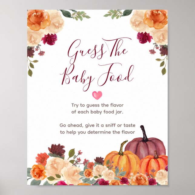 Póster Naranja quemado calabaza Floral adivina la comida  (Frente)