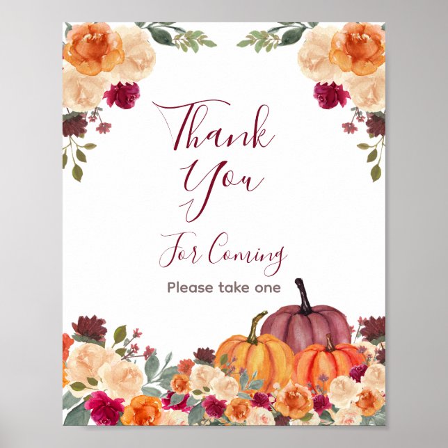 Póster Naranja quemado Calabaza Gracias por venir Poster (Frente)