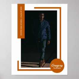 Póster Naranja quemado foto graduación moderna