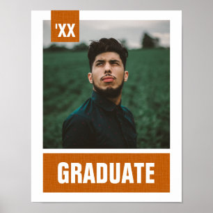 Póster Naranja Quemado Moderno Texturizado Foto Graduació
