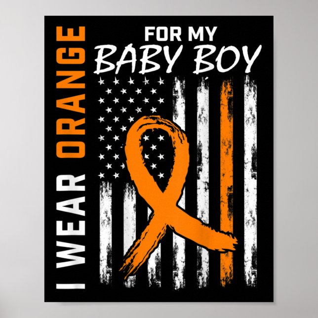 Póster Naranja Ribbon Baby Boy LEUKEMIA APOYO LEUKEMIA (Frente)