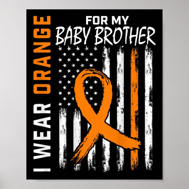 Póster Naranja Ribbon Bbyby Brother Leukemia Awareness (Frente)