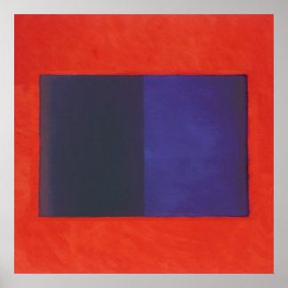 Póster naranja rojo en azul