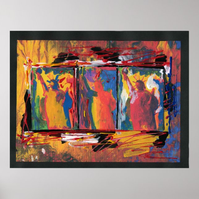 Póster Naranja rojo pintado amarillo azul Libertades (Frente)