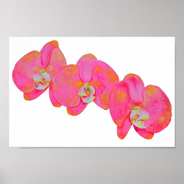 Póster Naranja rosa acuarela Orquídea (Frente)