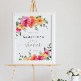 Póster Naranja rosa brillante peony chica ducha bebé bien