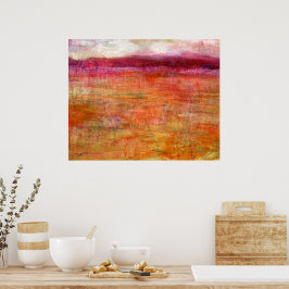 Póster Naranja rosa Resumen de pintura paisajística