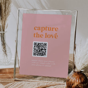 Póster Naranja rosa retro de verano DIY Captura el Rótulo