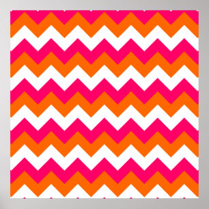 Póster Naranja rosa White Zigzag