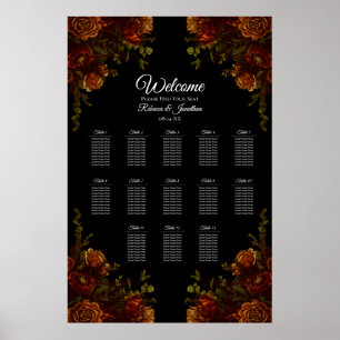 Póster Naranja Rústico Elegante Invitación a la Boda Negr