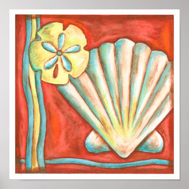 Póster Naranja Rústico Seashells (Frente)