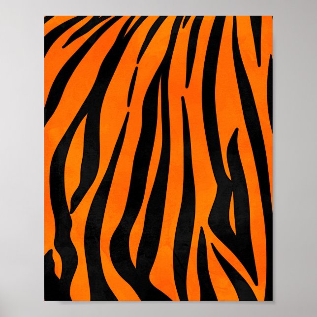 Póster Naranja salvaje tigre negro tira de tinta animal (Frente)