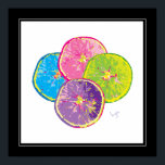 Póster Naranja Slices Pop Art Colorido<br><div class="desc">Este diseño de arte pop de rodajas de frutas coloridas de Inge Lewis se ve genial en este poster. Regalos perfectos para cualquiera. Encontrará más elementos coincidentes en la tienda ingeinc.com.</div>