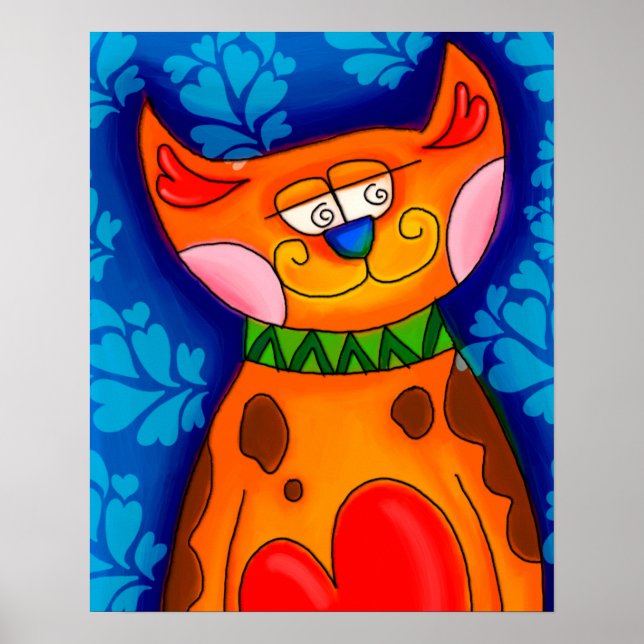 Póster Naranja sonriente Tabby Cat (Frente)
