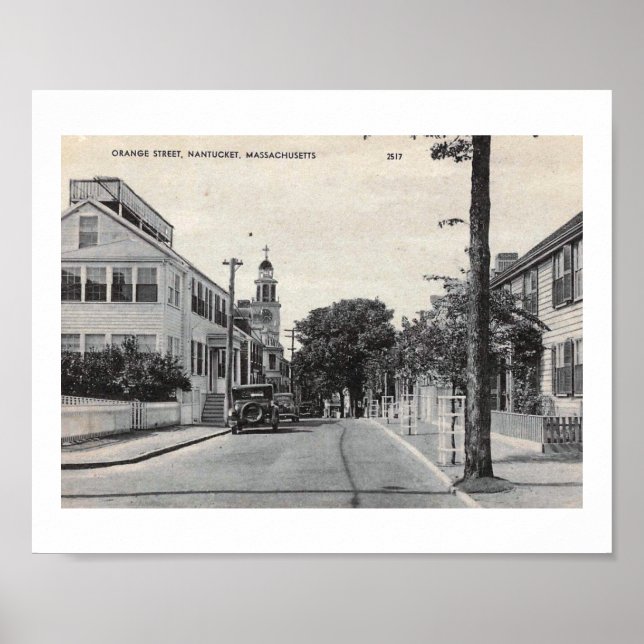 Póster Naranja St, Nantucket, Massachusetts Vintage (Frente)