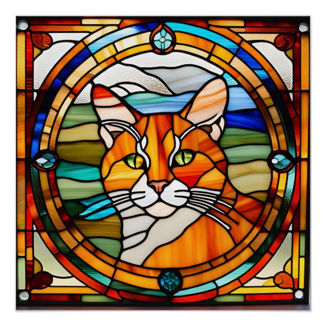 Póster Naranja Tabby StainGlass (Anverso)