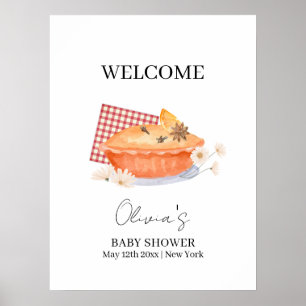 Póster Naranja Tarta Dulce Flor Bienvenida a la Fiesta de
