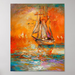 Póster Naranja texturizado Impresionista Pintura de capa 